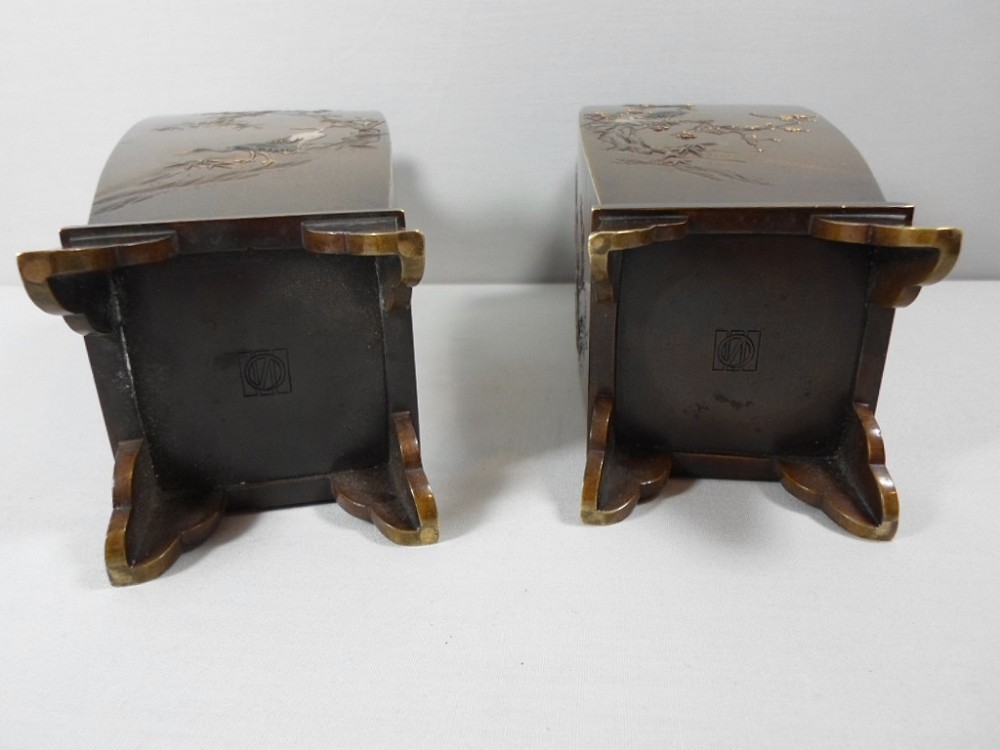UNUSUAL PAIR OF JAPANESE MIXED METAL VASES BY NOGAWA View XIV
