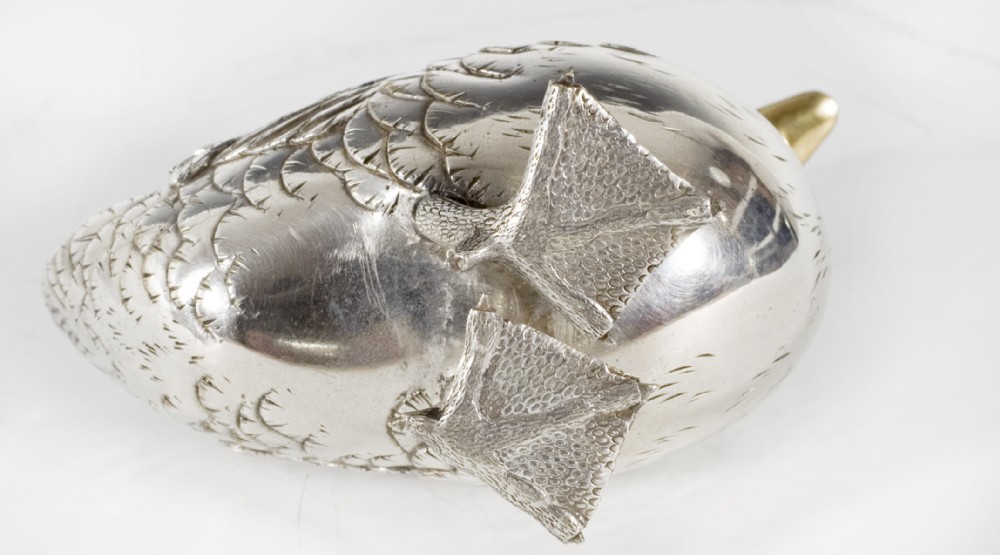 CHARMING JAPANESE SILVERED BRONZE MANDARIN DUCK View VI