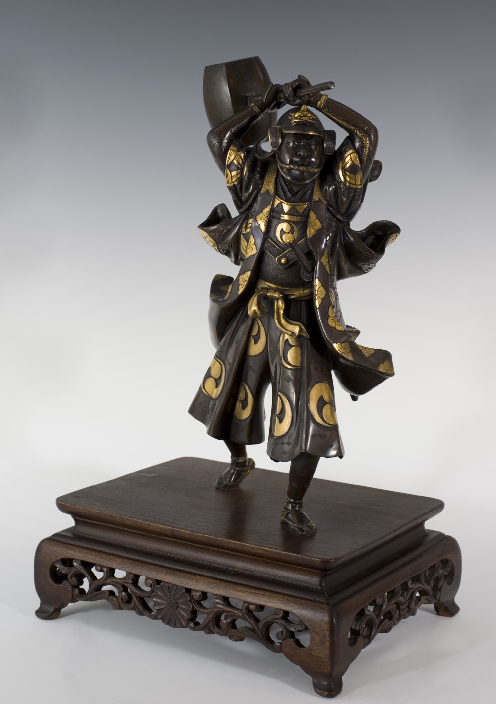 LARGE JAPANESE PARCEL GILDED BRONZE SAMURAI BY YOSHIMITSU View II