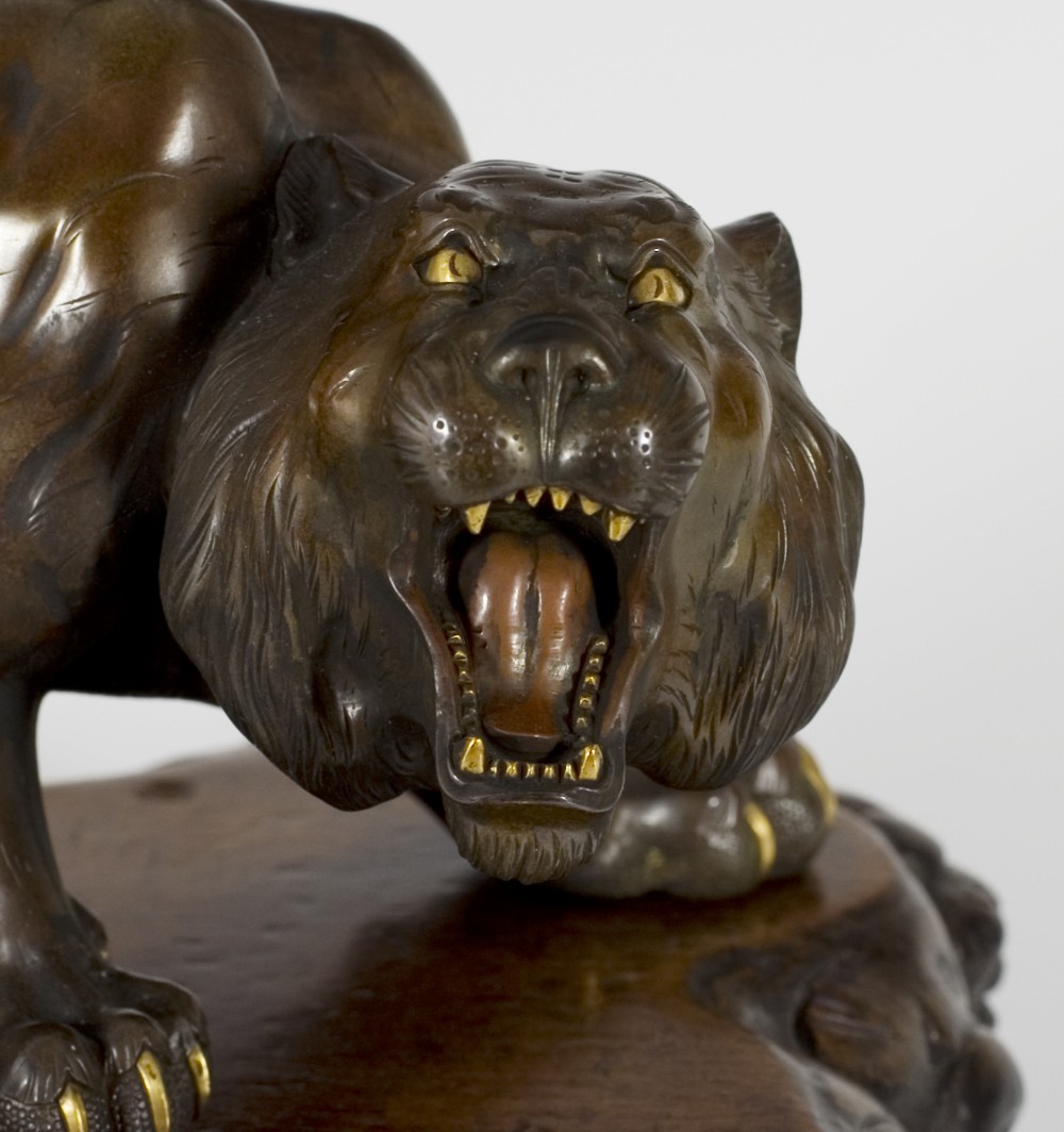 STYLISTIC JAPANESE BRONZE TIGER ON STAND BY AKOSOFU GYOKO View II