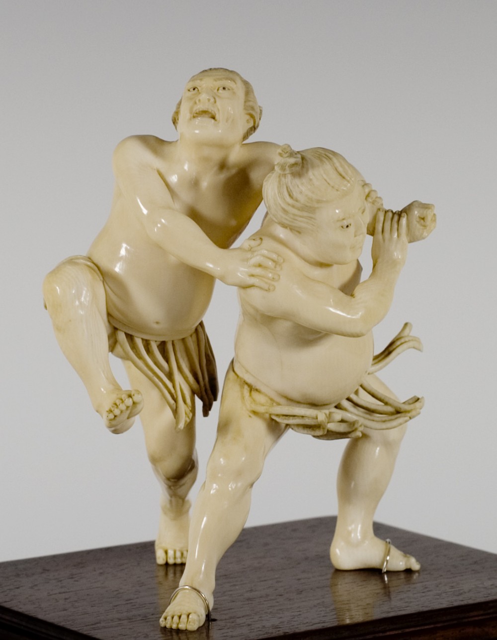 EXCEPTIONAL JAPANESE IVORY SUMO WRESTLERS OKIMONO View IX