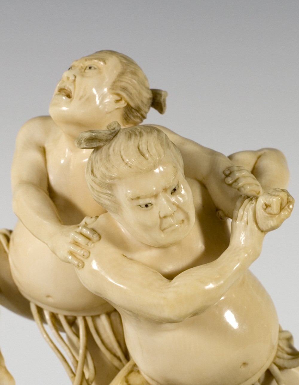 EXCEPTIONAL JAPANESE IVORY SUMO WRESTLERS OKIMONO View XII