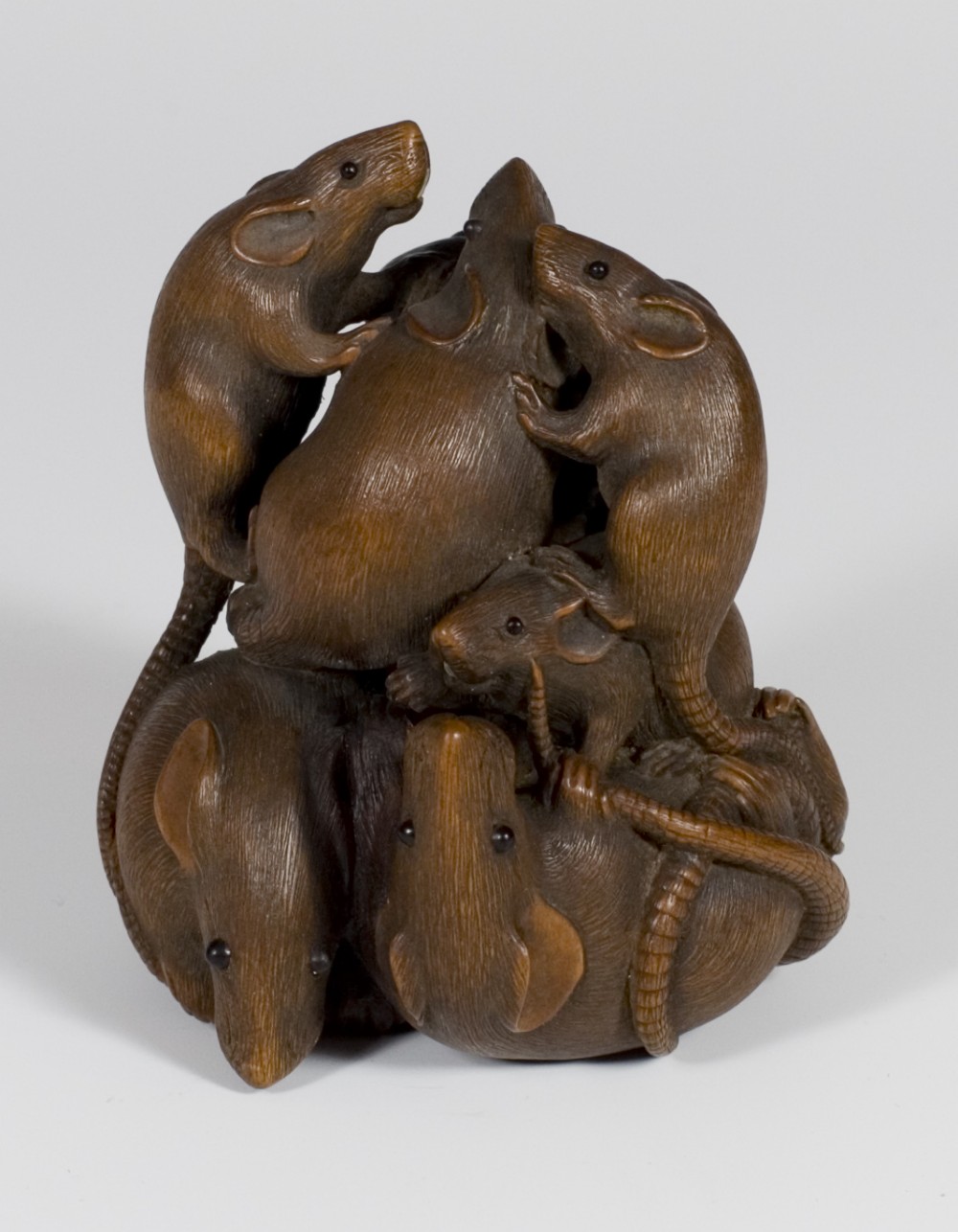EXCEPTIONAL JAPANESE WOODEN RAT OKIMONO BY KEIMIN View VI