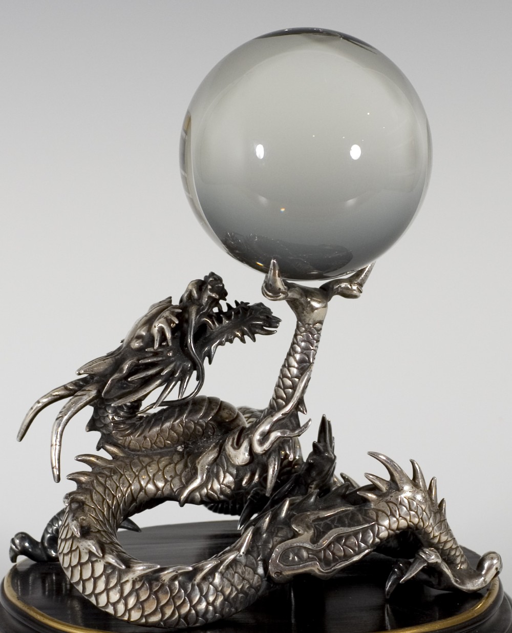 JAPANESE SILVERED BRONZE DRAGON OKIMONO MEIJI PERIOD View V