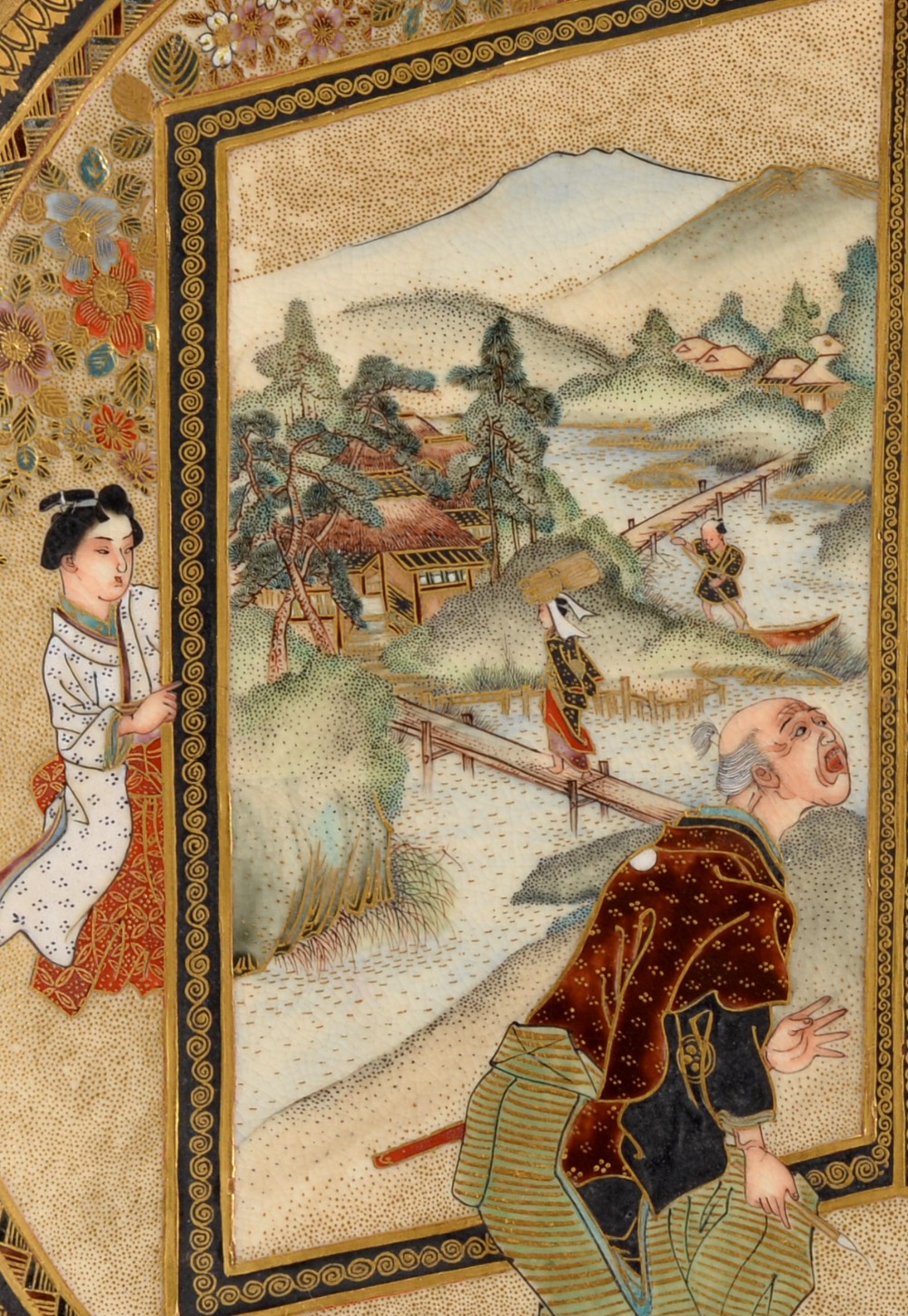 HUMEROUS JAPANESE SATSUMA PLATE SIGNED BY KIZAN View II