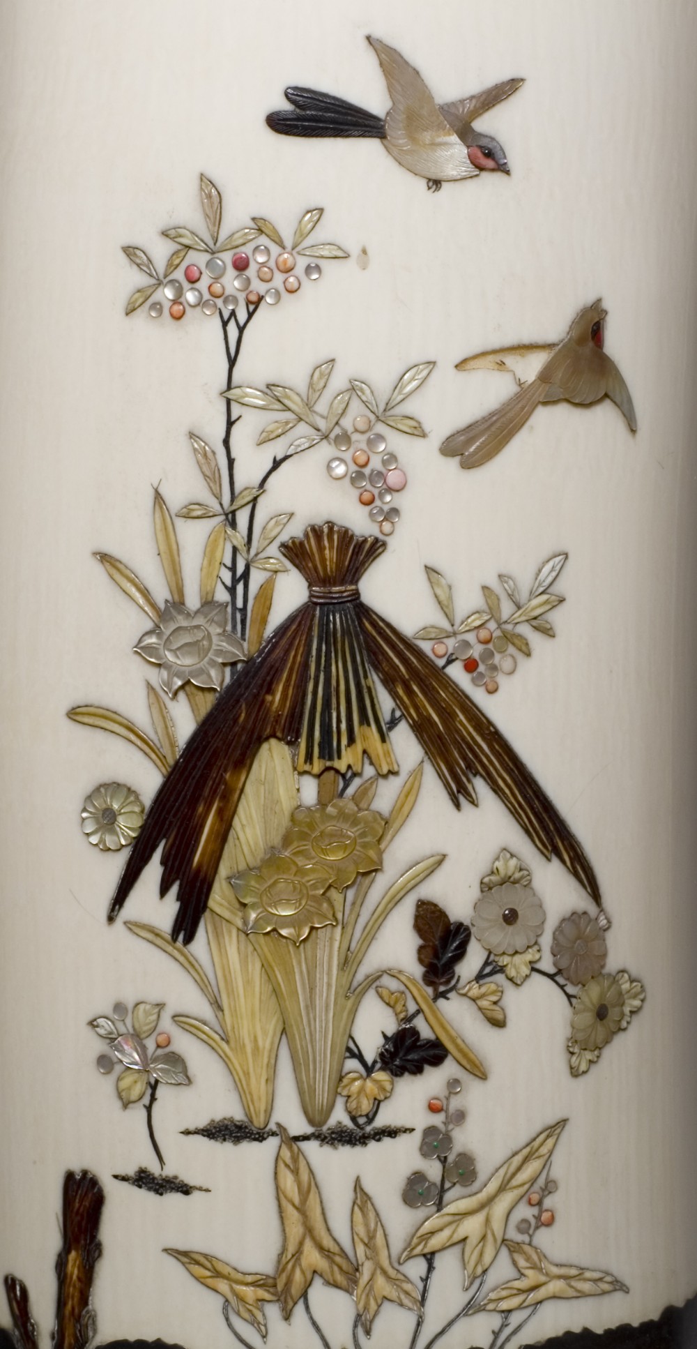 A LARGE JAPANESE SHIBAYAMA TUSK VASE ON STAND View VIII