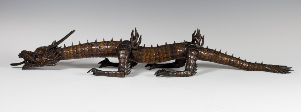 LARGE JAPANESE BOXWOOD ARTICULATED DRAGON AFTER MYOCHIN View III