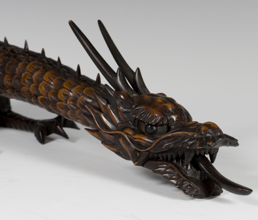 LARGE JAPANESE BOXWOOD ARTICULATED DRAGON AFTER MYOCHIN View IV
