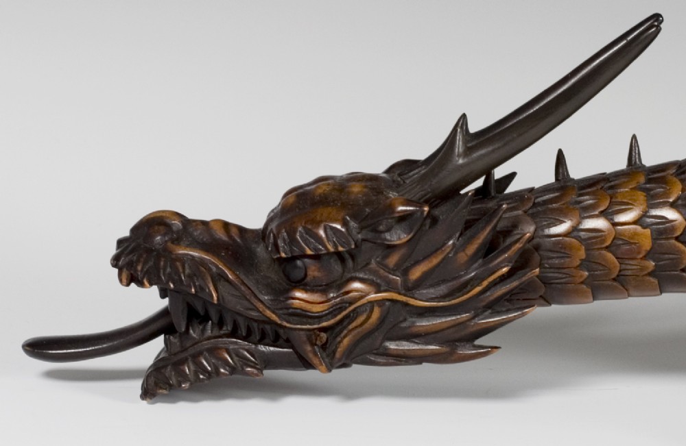 LARGE JAPANESE BOXWOOD ARTICULATED DRAGON AFTER MYOCHIN View V