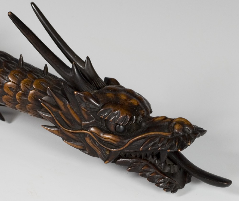 LARGE JAPANESE BOXWOOD ARTICULATED DRAGON AFTER MYOCHIN View VI