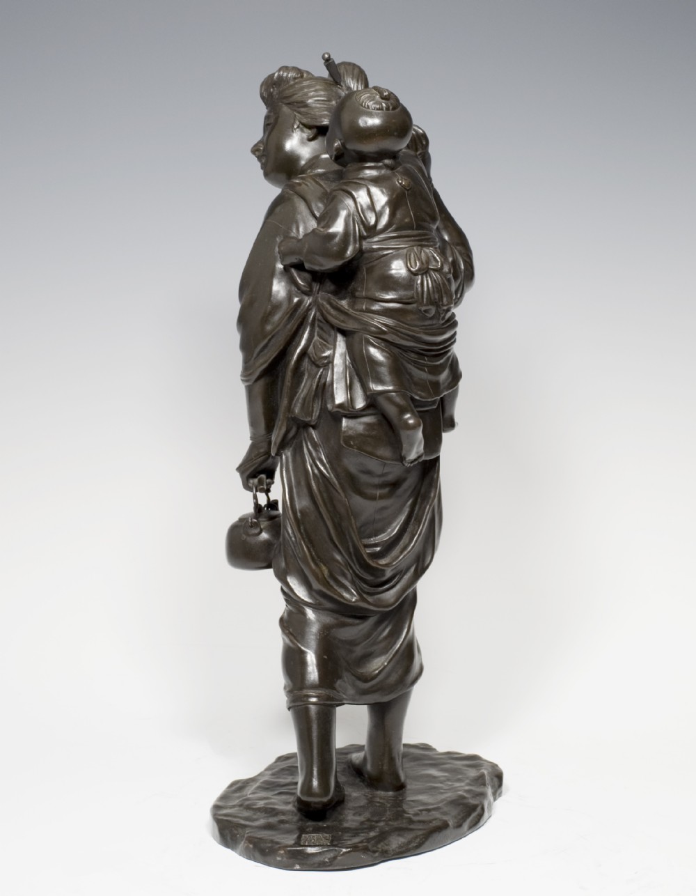 CHARMING JAPANESE TOKYO SCHOOL BRONZE BIJIN AND CHILD BY SEIYA View III