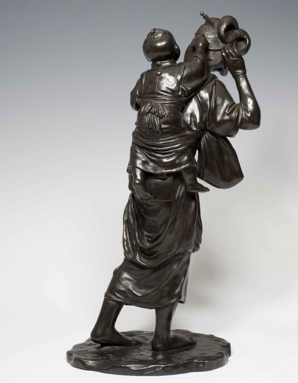 CHARMING JAPANESE TOKYO SCHOOL BRONZE BIJIN AND CHILD BY SEIYA View IV