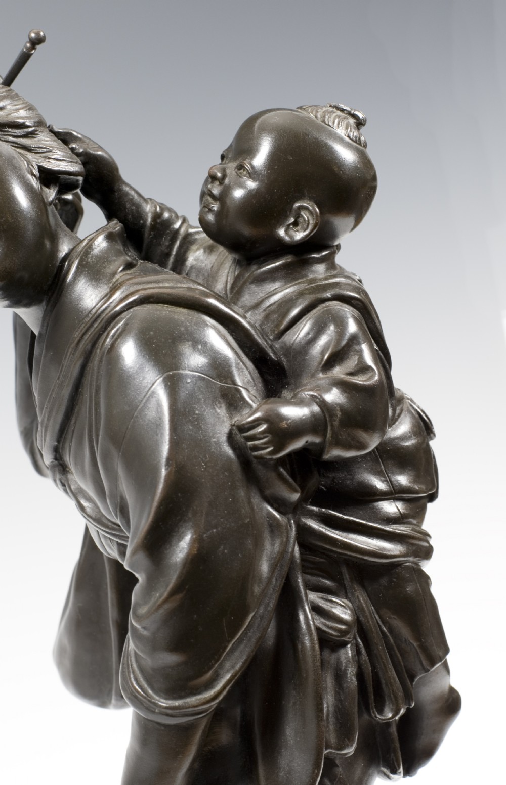 CHARMING JAPANESE TOKYO SCHOOL BRONZE BIJIN AND CHILD BY SEIYA View IX