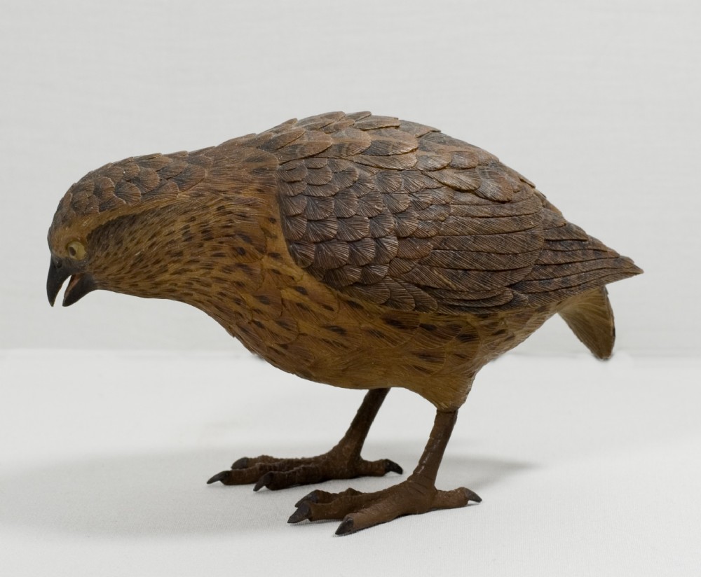 AN EXQUISITE PAIR OF JAPANESE BOXWOOD QUAIL MEIJI PERIOD View VI