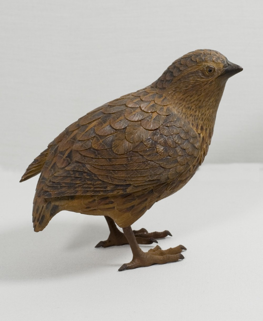 AN EXQUISITE PAIR OF JAPANESE BOXWOOD QUAIL MEIJI PERIOD View XI