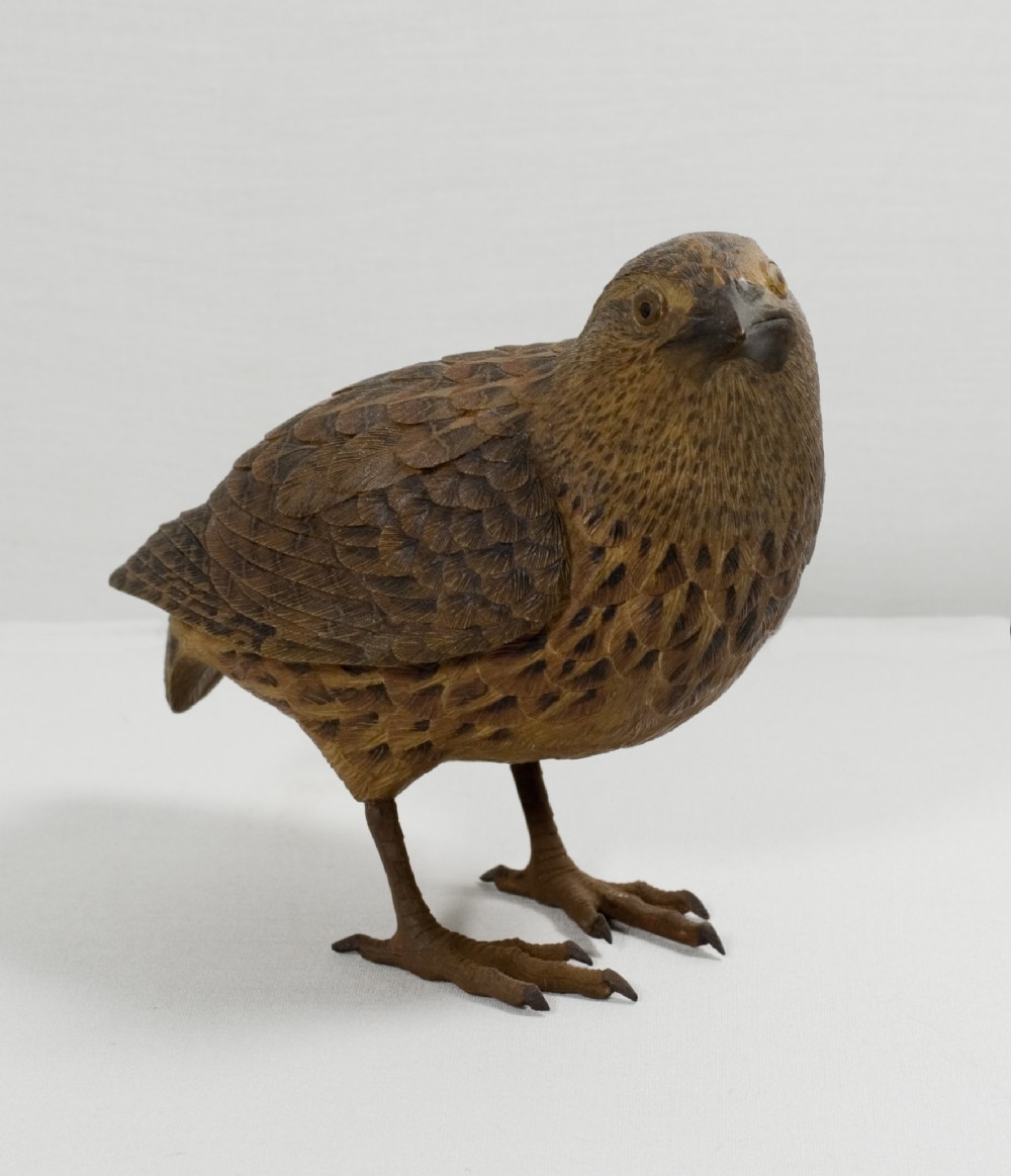 AN EXQUISITE PAIR OF JAPANESE BOXWOOD QUAIL MEIJI PERIOD View XII