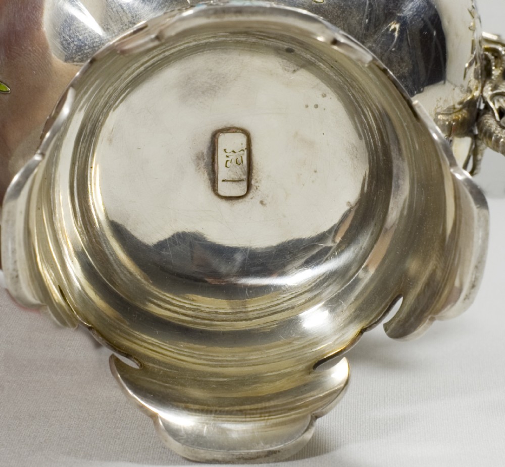 JAPANESE SILVER-ENAMEL & SHIBAYAMA DECORATED GOLD LACQUER KORO View XII