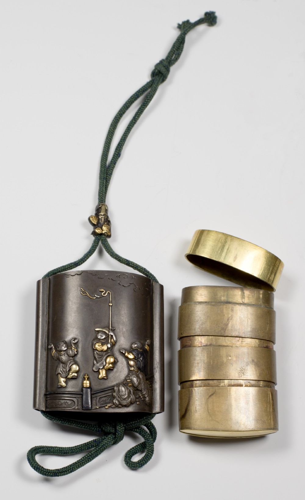 JAPANESE SHIBUICHI & MIXED METAL SAYA INRO - BOYS DAY PARADE View V