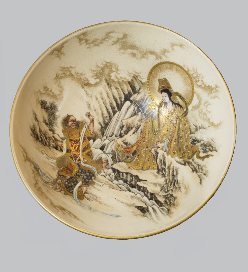 FINELY DECORATED JAPANESE SATSUMA BOWL ATTR TO KINKOZAN View II