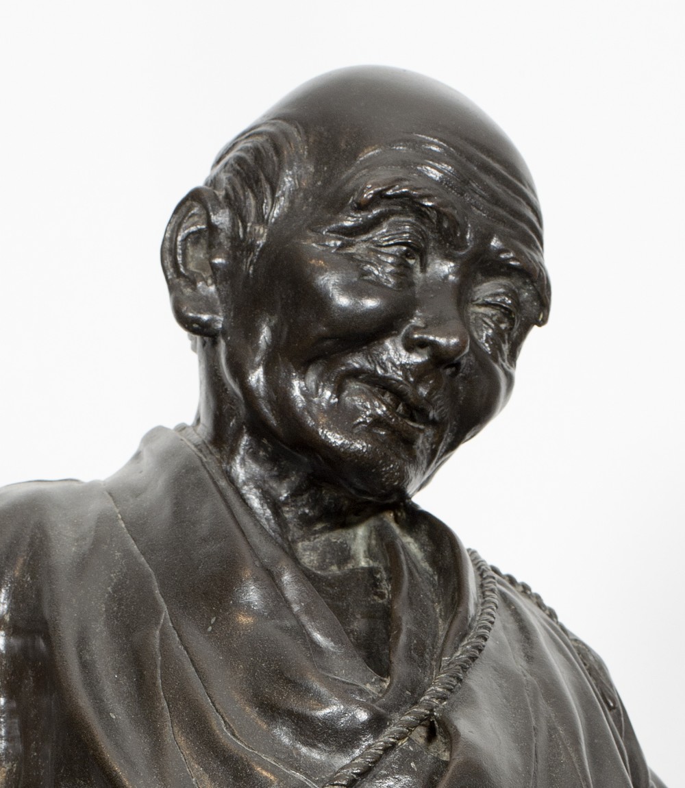 A LARGE TOKYO SCHOOL JAPANESE BRONZE OKIMONO FISHERMAN BY SEIYA View X