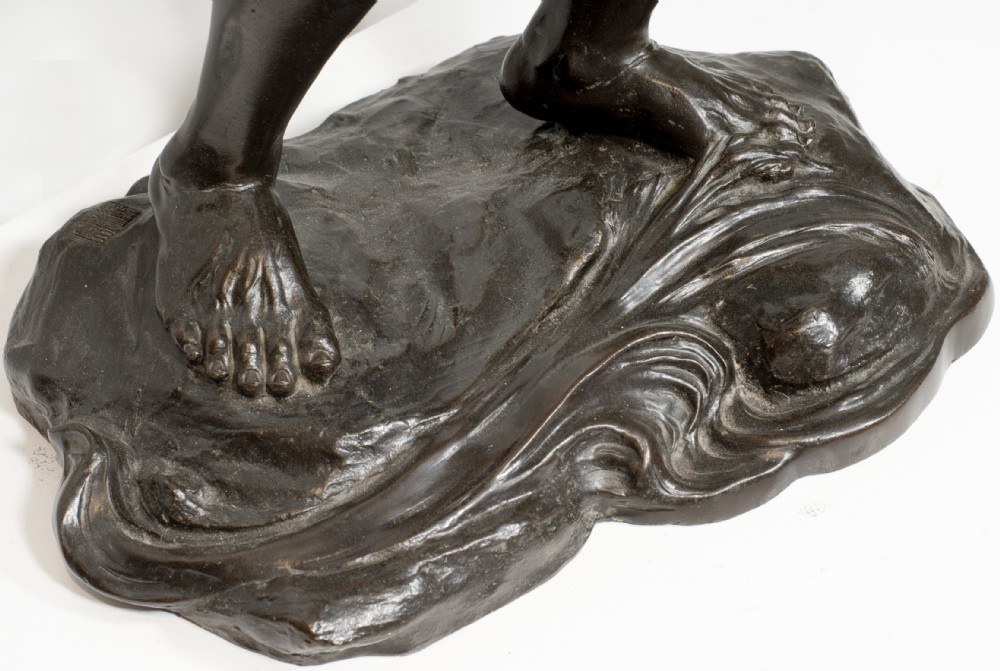 A LARGE TOKYO SCHOOL JAPANESE BRONZE OKIMONO FISHERMAN BY SEIYA View XII