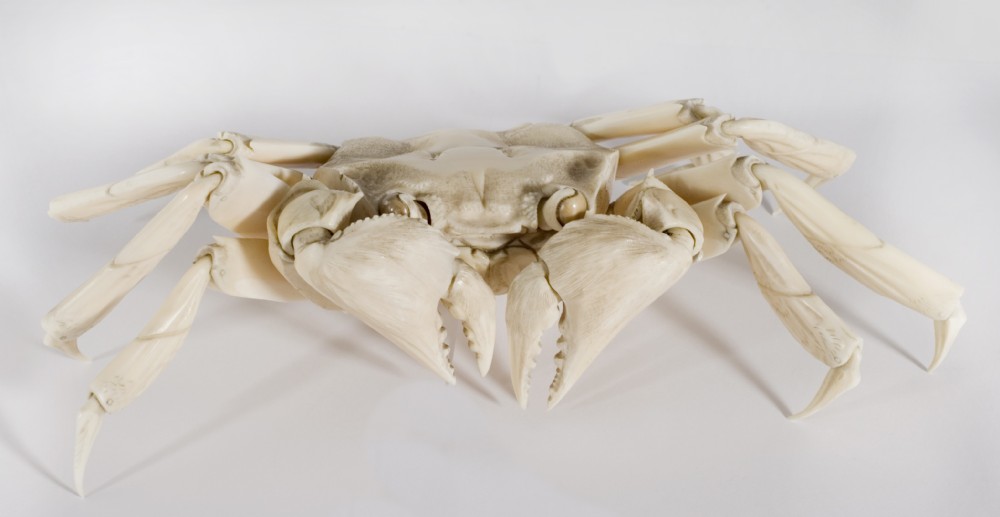 A WONDERFUL PAIR OF JAPANESE IVORY ARTICULATED CRABS View II