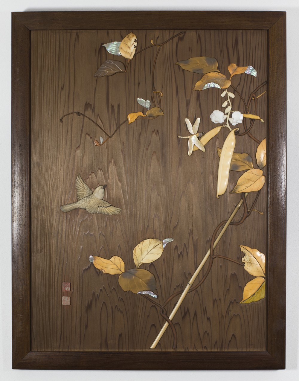 fine quality japanese shibayama style onlaid panel - CATEGORY: ANTIQUE ART - DATED 1890