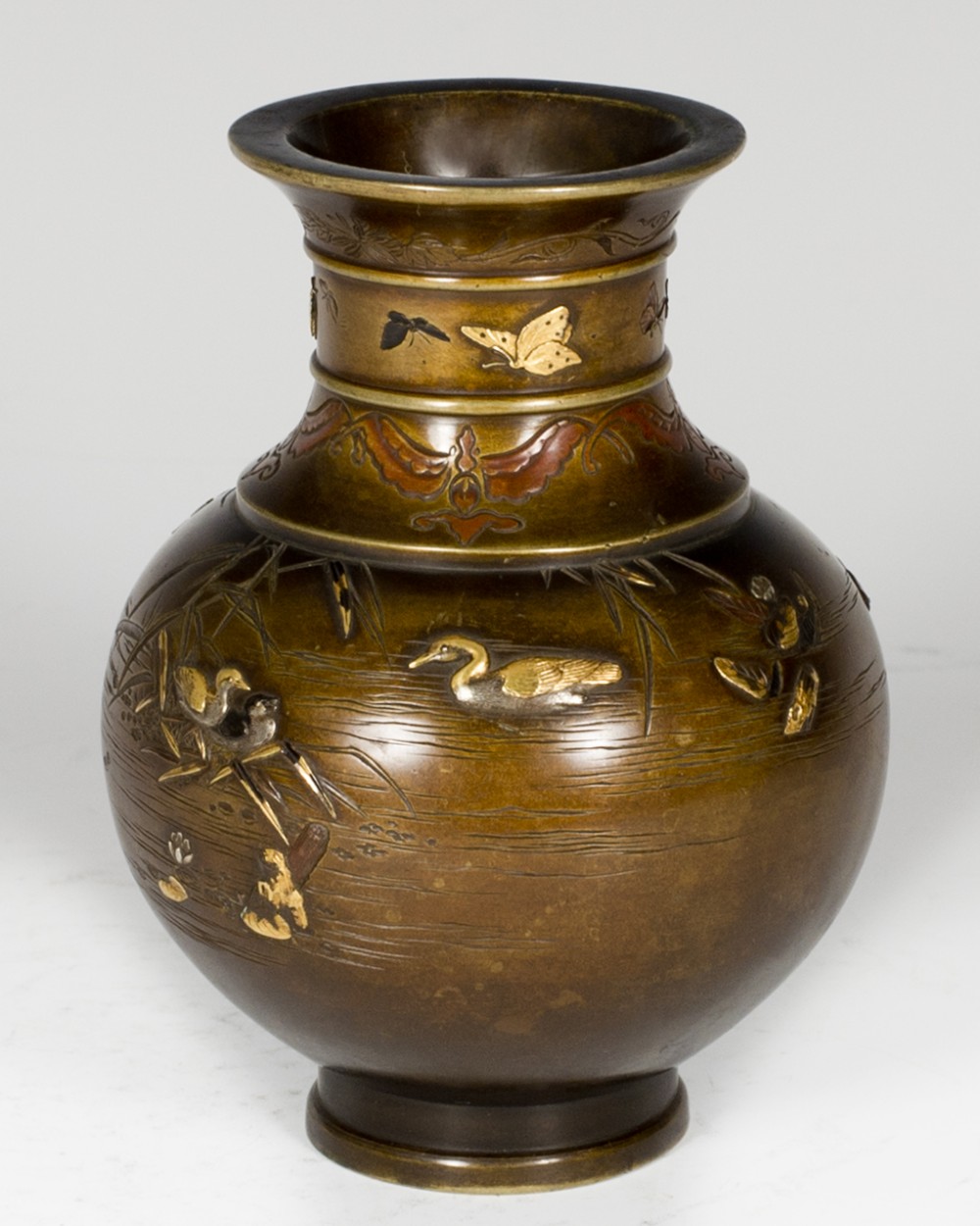 FINE QUALITY JAPANESE MIXED METAL VASE BY MIYABE ATSUYOSHI View III