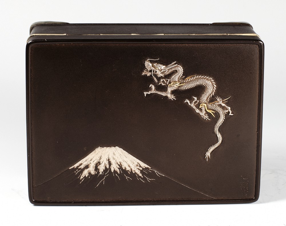 IRON ONLAID JAPANESE DRAGON BOX BY 