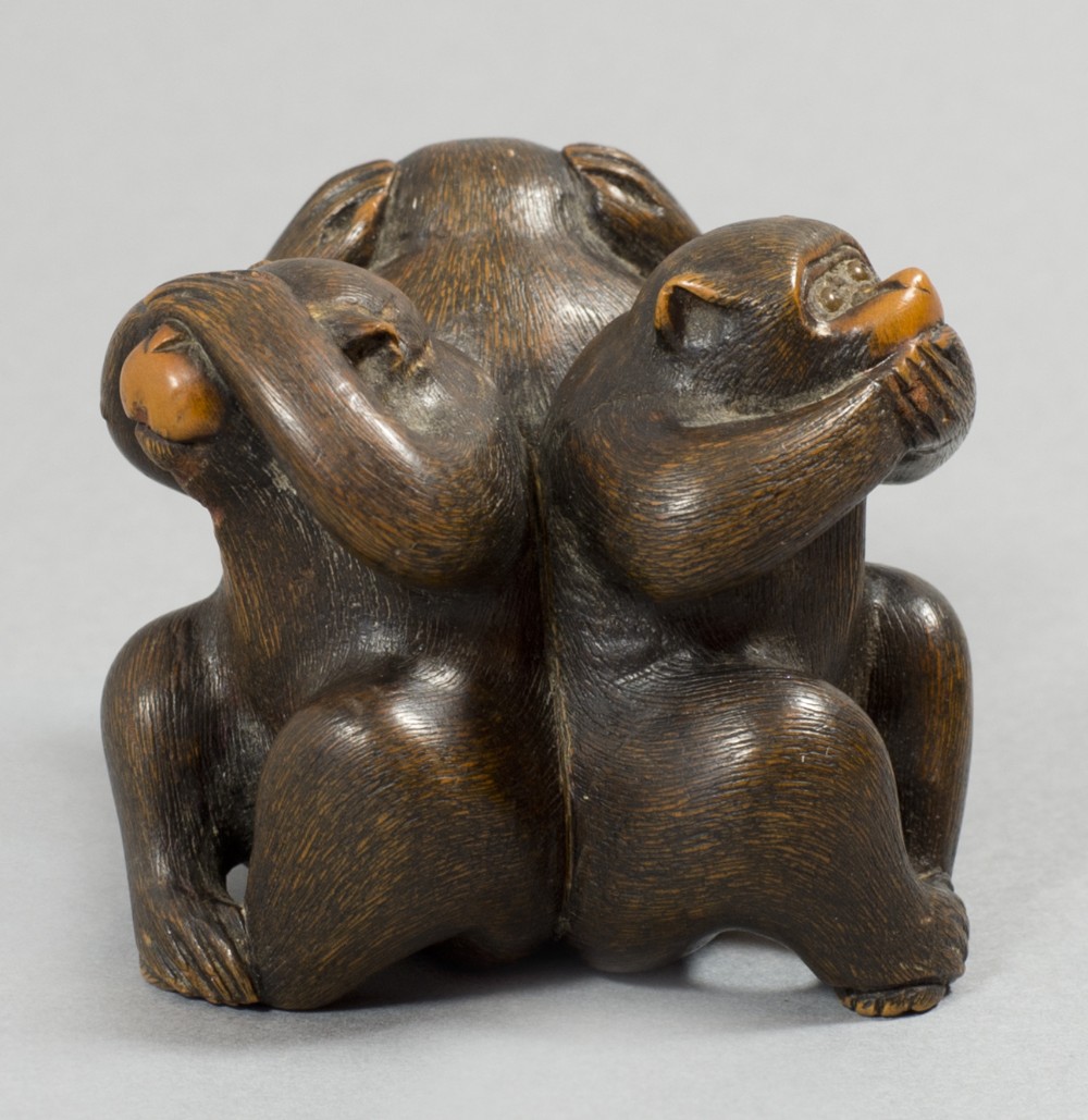 19TH CENTURY JAPANESE BOXWOOD MONKEY OKIMONO BY KOICHI View III