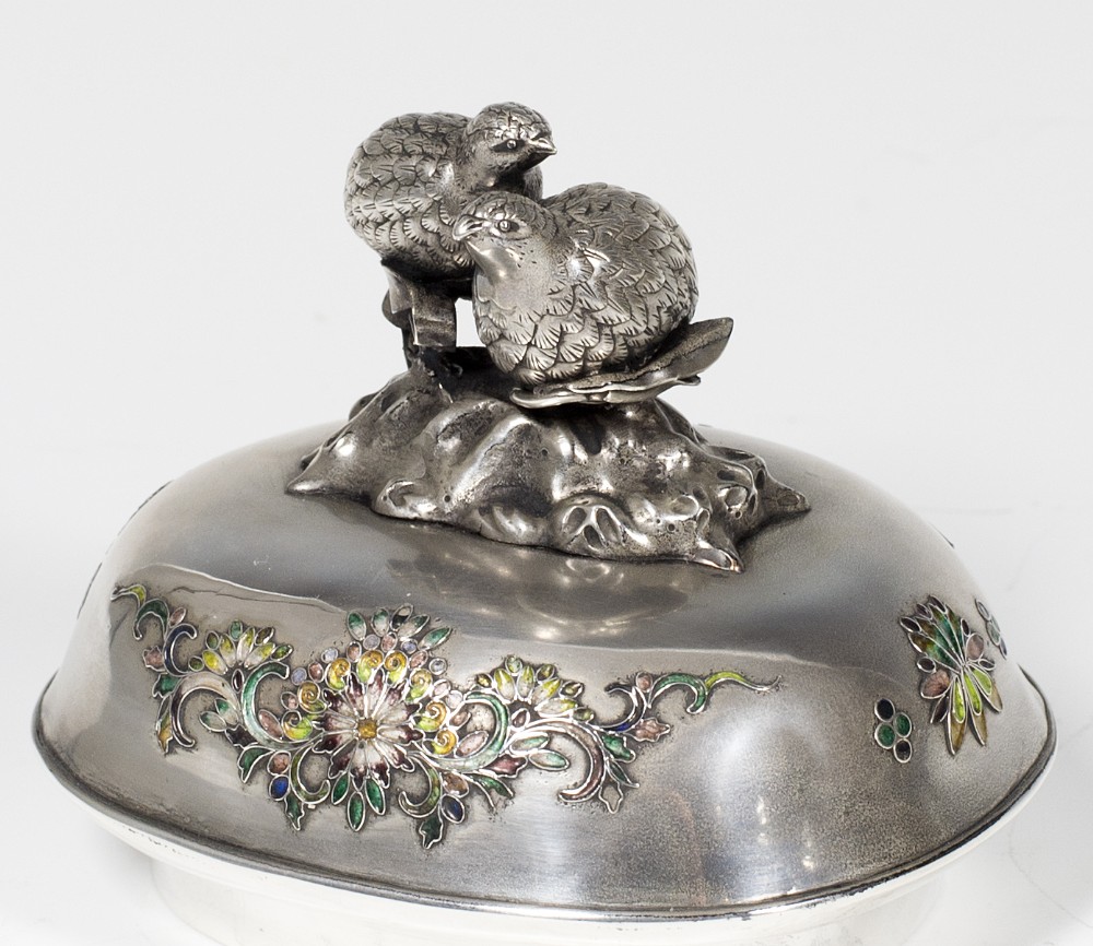 EXCEPTIONAL LARGE JAPANESE SILVER,GOLD LACQUER SHIBAYAMA KORO  View XII