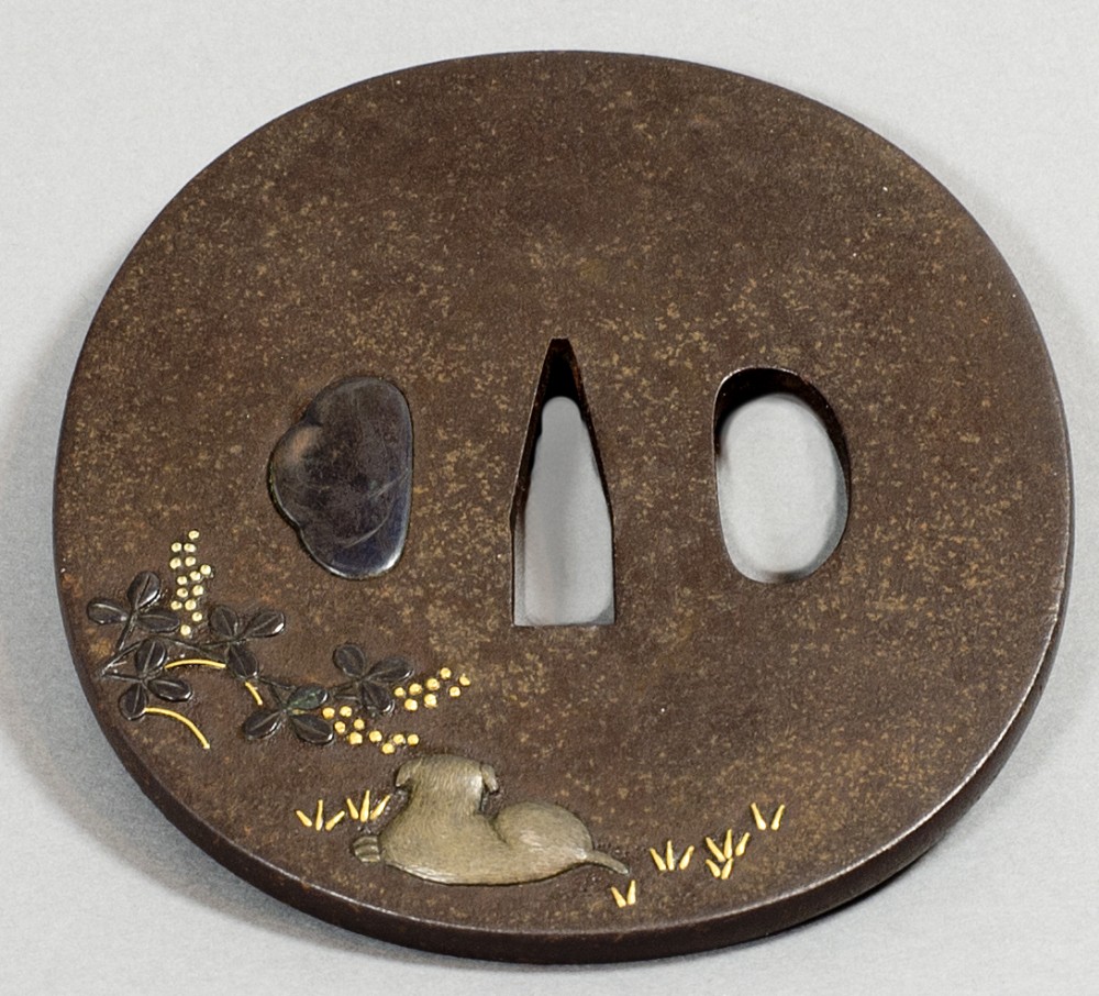  JAPANESE 19TH CENTURY IRON & MIXED METAL ONLAID TSUBA View II