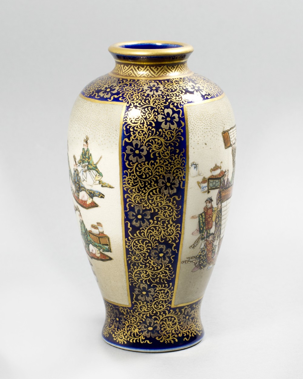 NICE QUALITY JAPANESE SATSUMA VASE BY KINKOZAN View II