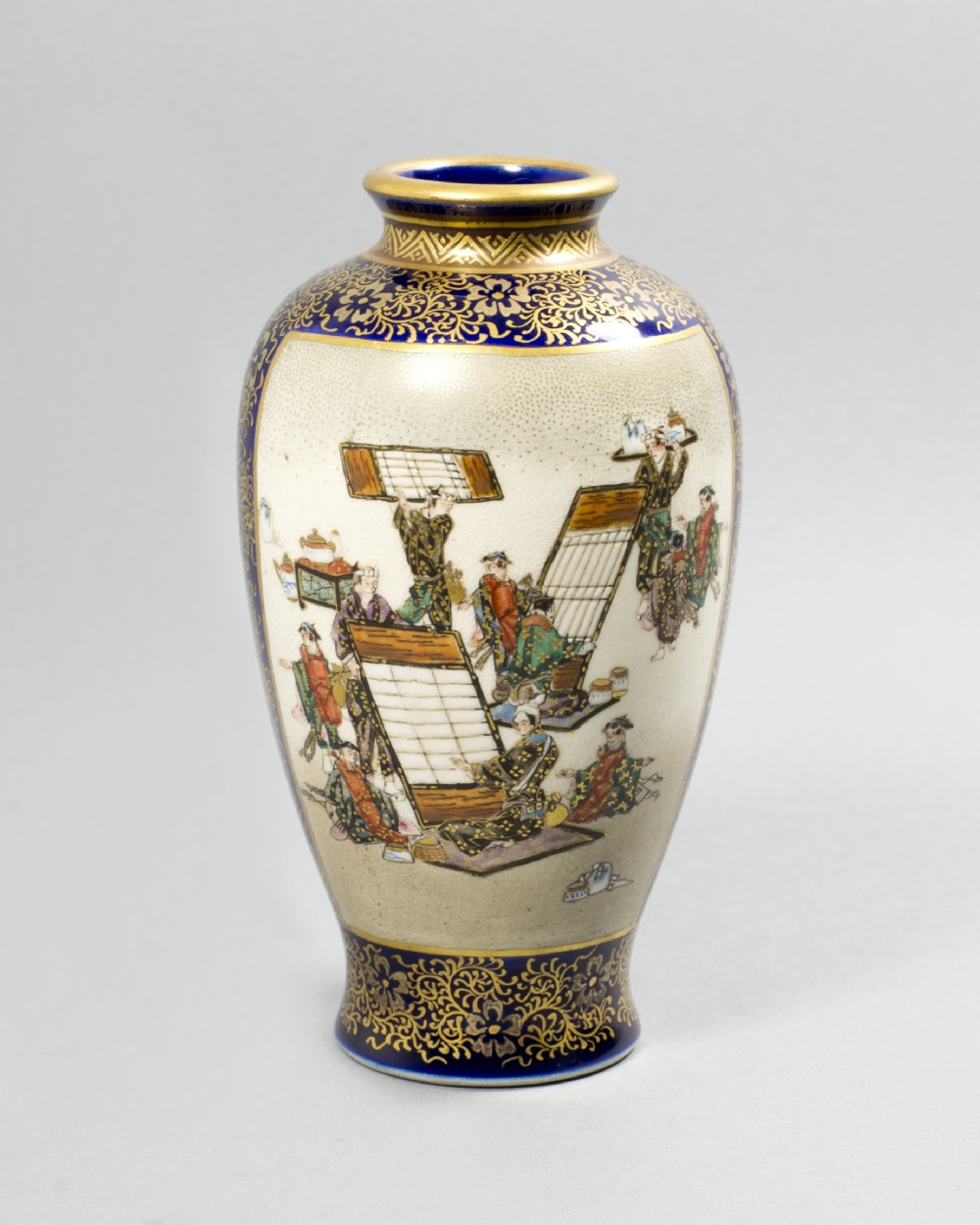 NICE QUALITY JAPANESE SATSUMA VASE BY KINKOZAN View III