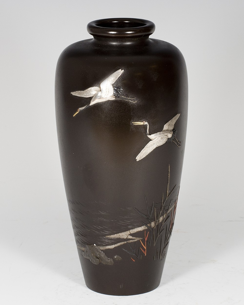 fine quality japanese bronze mixed metal vase - CATEGORY: ANTIQUE VASES - DATED 1890