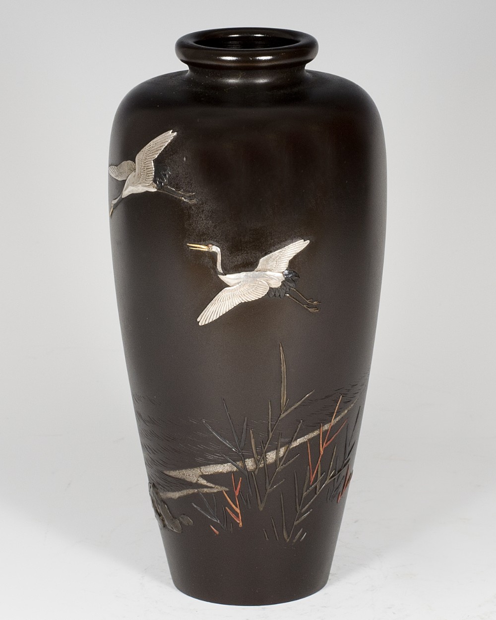 FINE QUALITY JAPANESE BRONZE MIXED METAL VASE  View IV