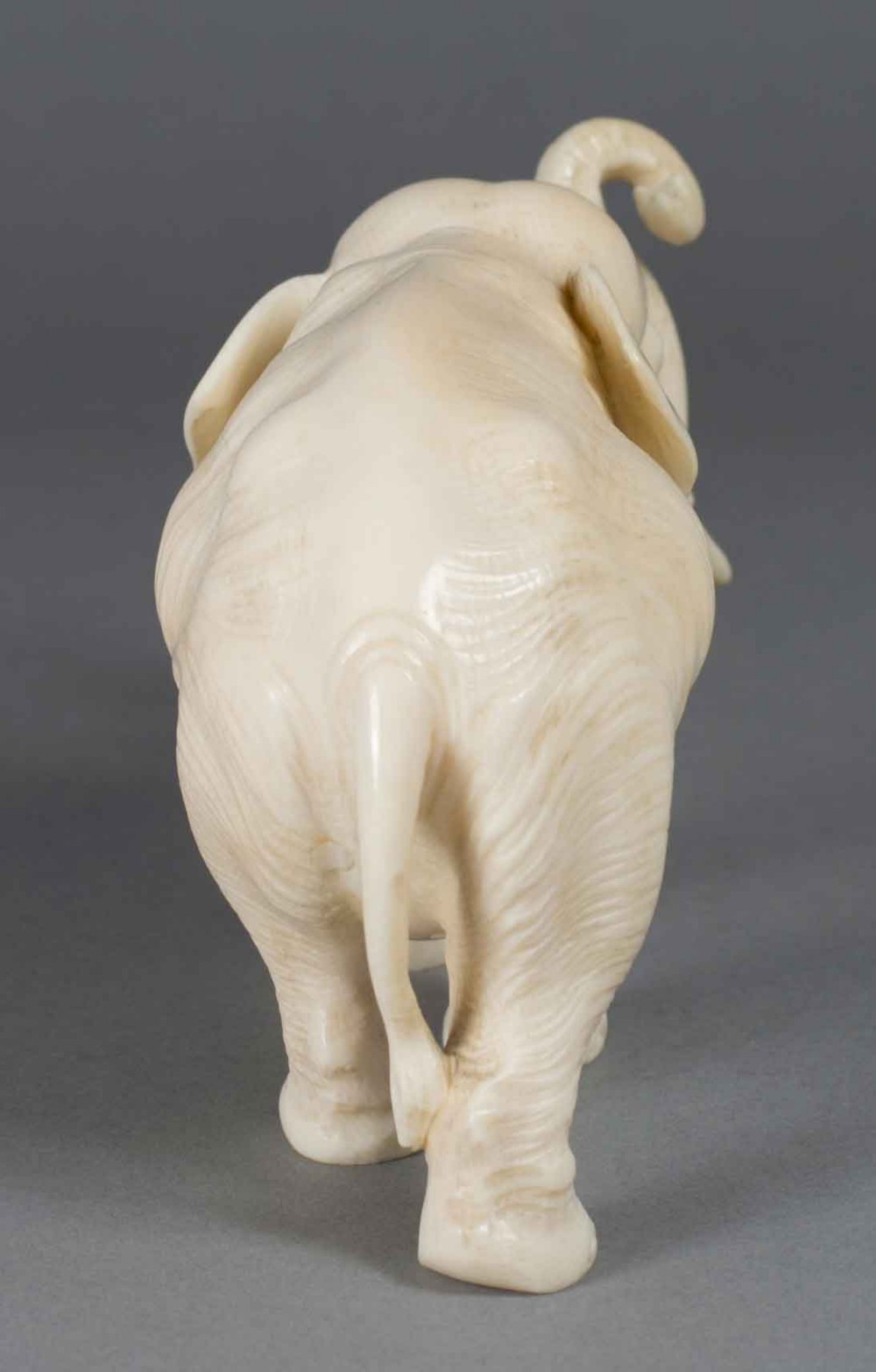 A FINE QUALITY JAPANESE ONE PIECE IVORY ELEPHANT OKIMONO View III