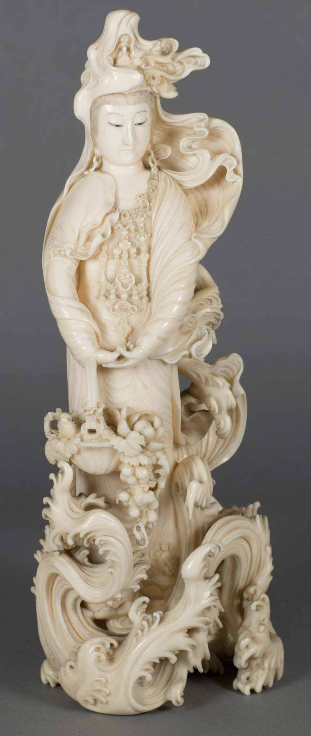FINE QUALITY JAPANESE IVORY OKIMONO OF KANNON BODHISATTVA-LISTED TOKYO ARTIST View II