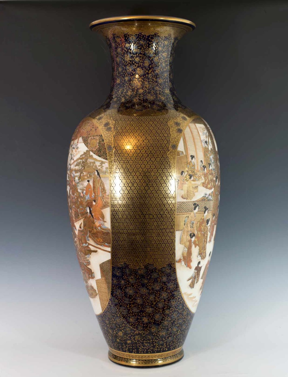 HUGE EXHIBITION QUALITY JAPANESE SATSUMA VASE BY KINKOZAN View V