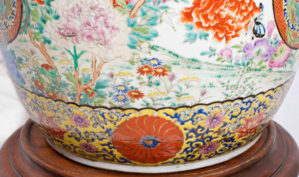 MONUMENTAL PAIR OF JAPANESE FUKAGAWA VASES ON STANDS View XIII