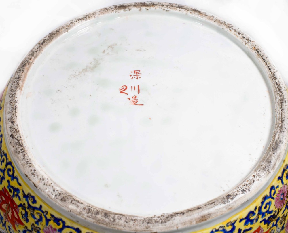 MONUMENTAL PAIR OF JAPANESE FUKAGAWA VASES ON STANDS View XIV