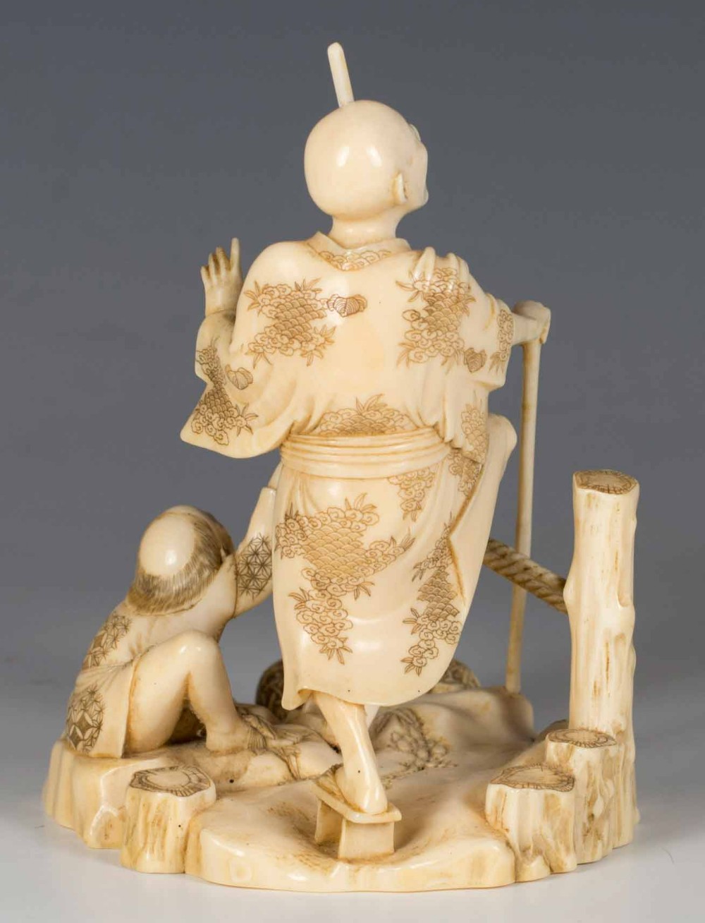 HUMEROUS JAPANESE IVORY OKIMONO GROUP SIGNED GYOKUSUI View V