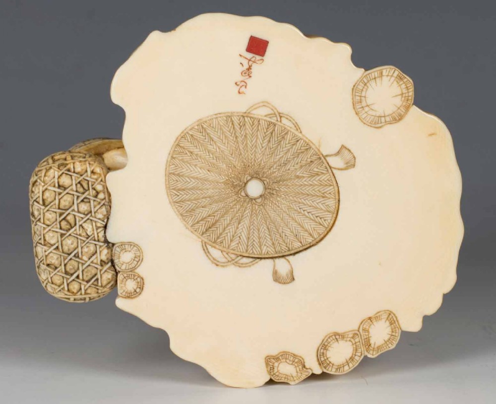 HUMEROUS JAPANESE IVORY OKIMONO GROUP SIGNED GYOKUSUI View XIV