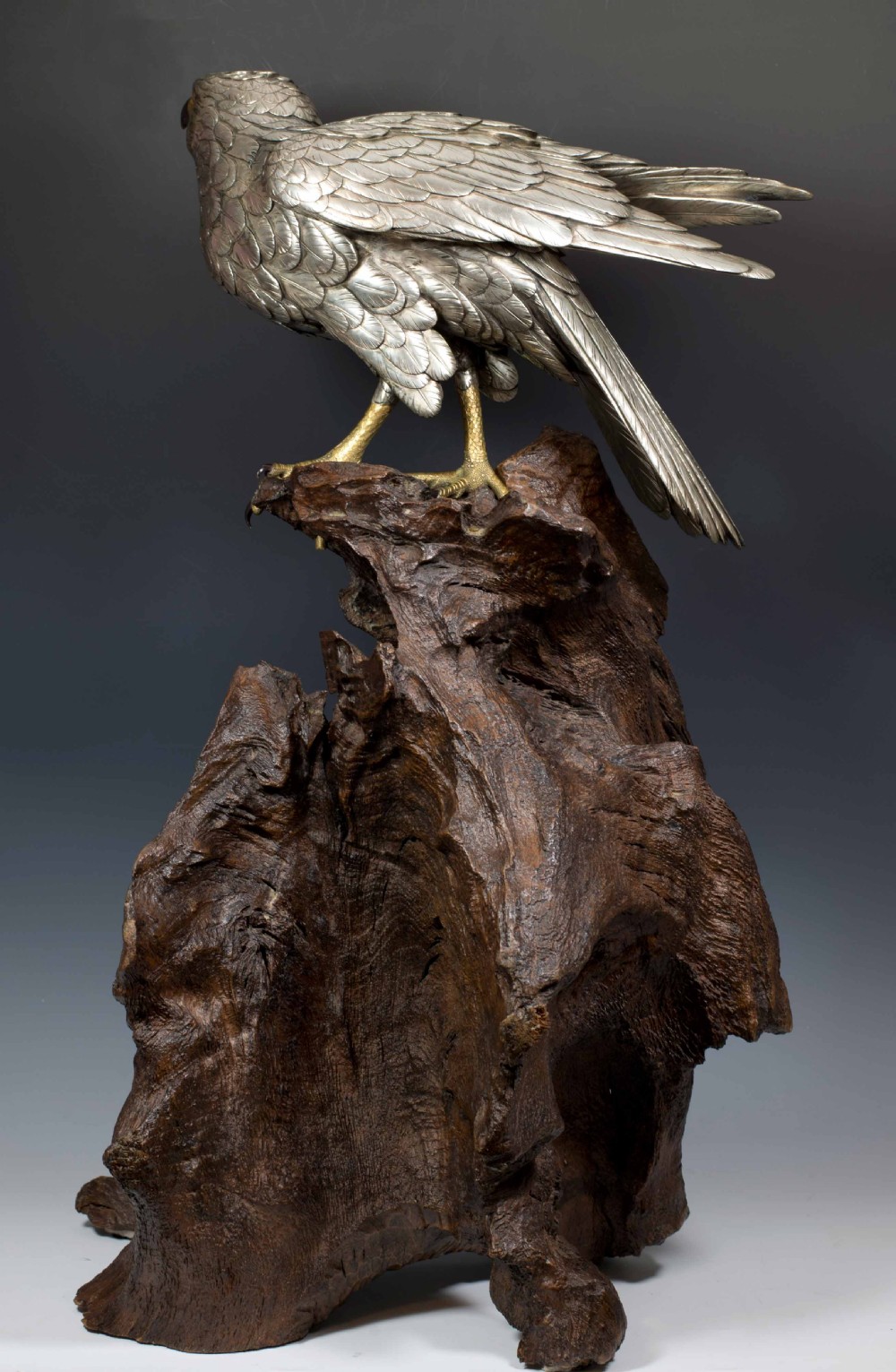 HUGE JAPANESE SILVERED BRONZE SEA EAGLE BY AKASOFU GYOKO View VI
