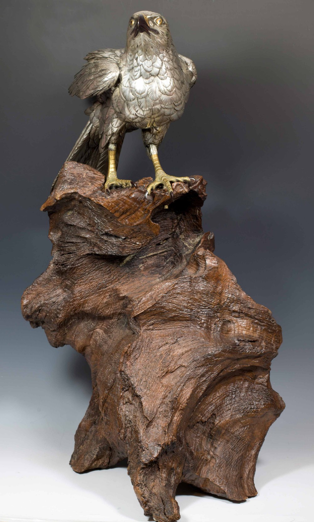 HUGE JAPANESE SILVERED BRONZE SEA EAGLE BY AKASOFU GYOKO View X