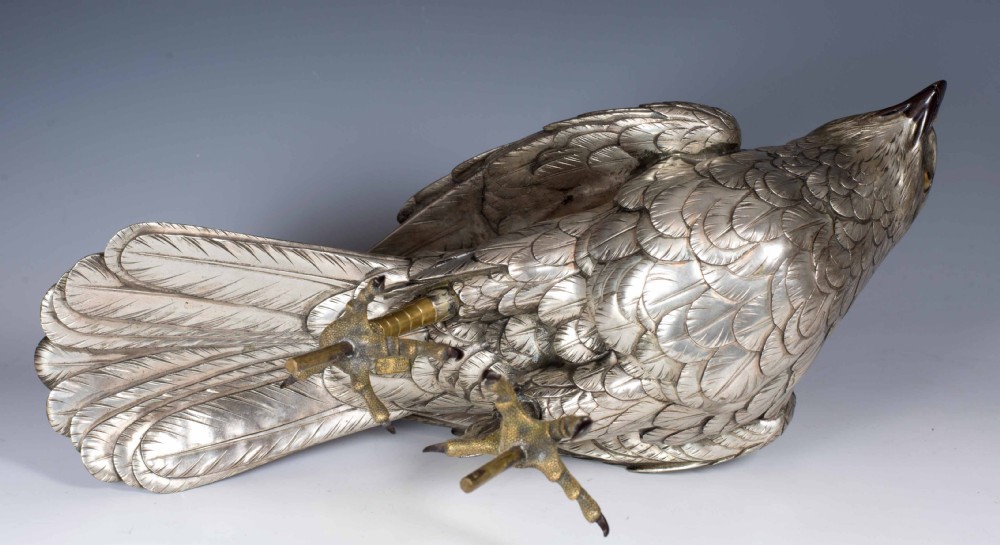 HUGE JAPANESE SILVERED BRONZE SEA EAGLE BY AKASOFU GYOKO View XIV