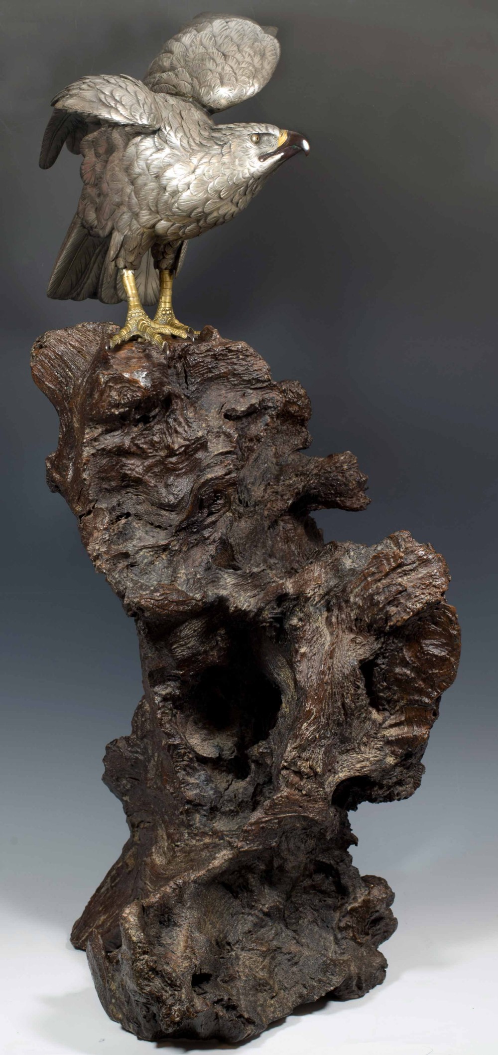 A SUPERB JAPANESE SILVERED BRONZE SEA EAGLE BY AKASOFU GYOKO View IV