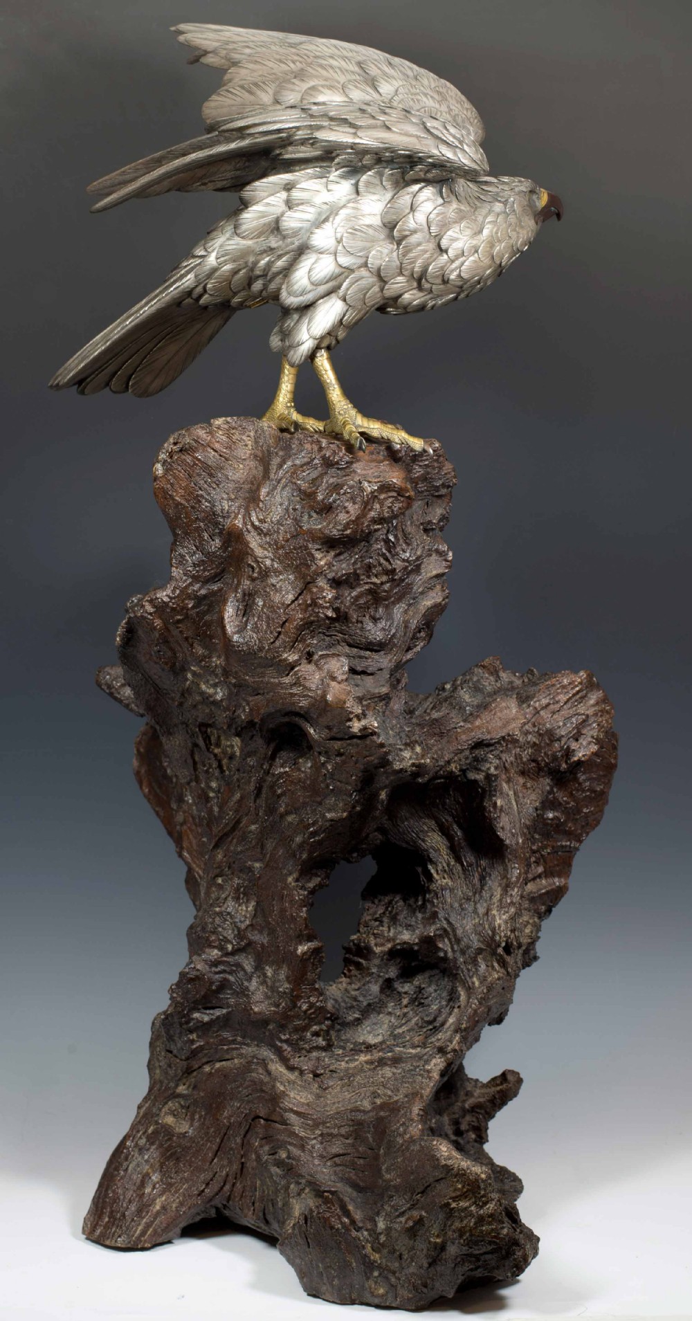 A SUPERB JAPANESE SILVERED BRONZE SEA EAGLE BY AKASOFU GYOKO View V