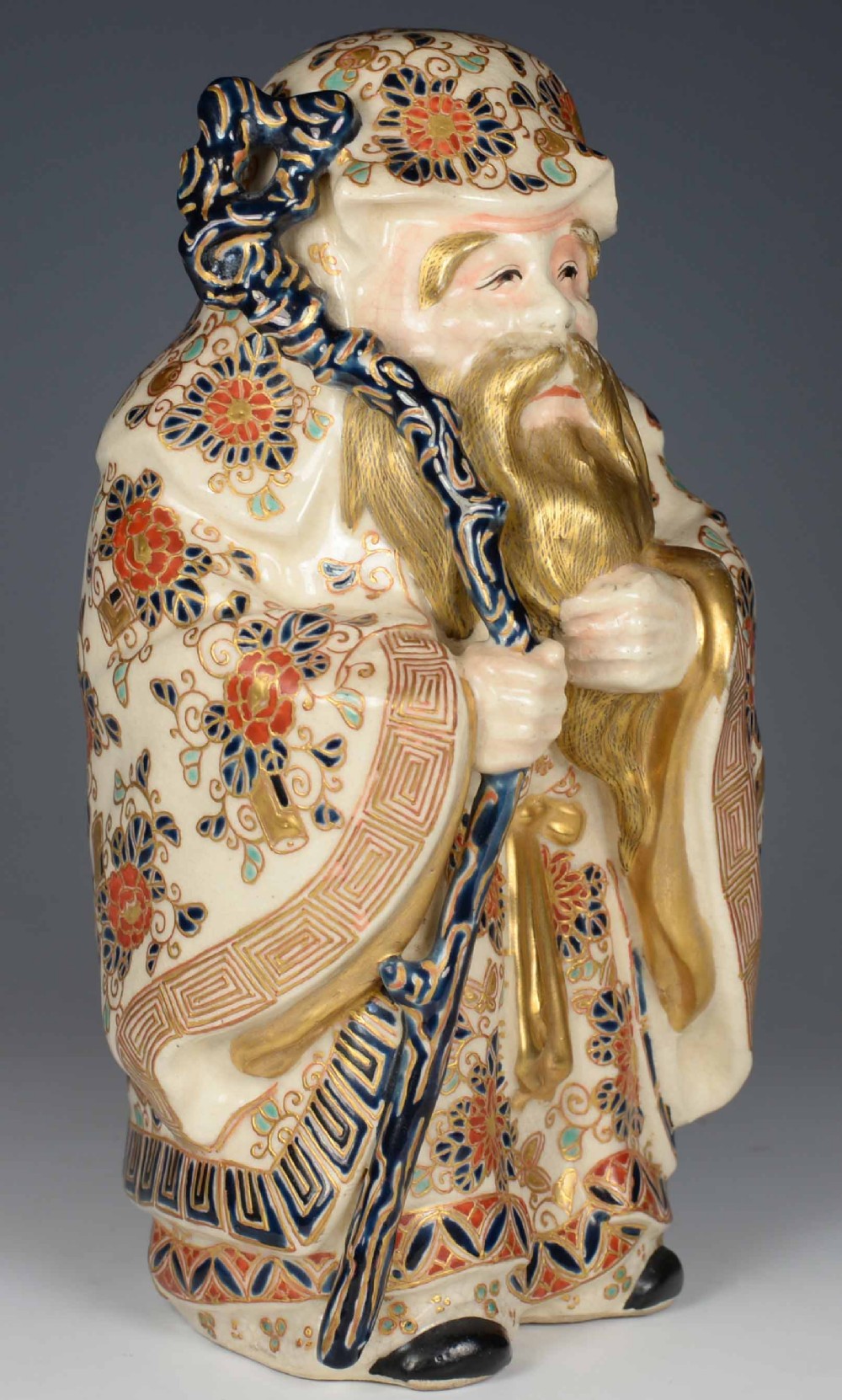 A JAPANESE IMPERIAL SATSUMA OKIMONO OF JUROJIN-GOD OF LONGEVITY View II