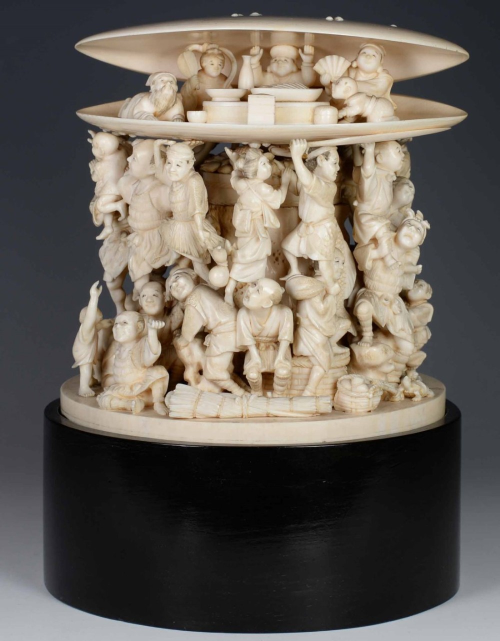 fabulous large japanese ivory clams dream okimono by munemasa - CATEGORY: ANTIQUE MISCELLANEOUS - DATED 1890